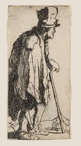 Żebrak z okaleczoną ręką, opierający się na lasce autorstwa Rembrandt van Rijn