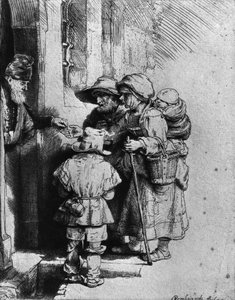 Żebracy na progu domu, 1648 autorstwa Rembrandt van Rijn