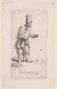 Chłop oparty na kiju autorstwa Rembrandt van Rijn