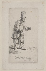 Chłop oparty na kiju autorstwa Rembrandt van Rijn