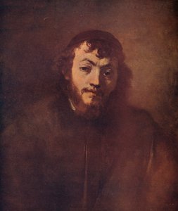 Popiersie brodatego młodzieńca z jarmułką, 1663 autorstwa Rembrandt van Rijn