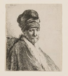 Popiersie mężczyzny w czapce z daszkiem autorstwa Rembrandt van Rijn