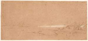 Przy młynie zbożowym „Fortuyn” (?) na Weesperzijde, Amsterdam autorstwa Rembrandt van Rijn