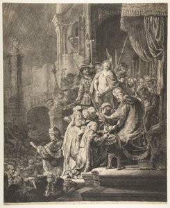 Chrystus przed Piłatem: duży talerz, 1636 r. autorstwa Rembrandt van Rijn