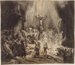 Chrystus ukrzyżowany między dwoma złodziejami: trzy krzyże, 1653., 1653. autorstwa Rembrandt van Rijn