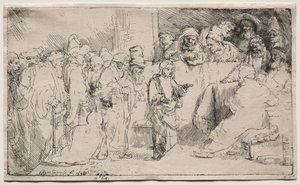 Chrystus dyskutujący z lekarzami: szkic, 1652. autorstwa Rembrandt van Rijn