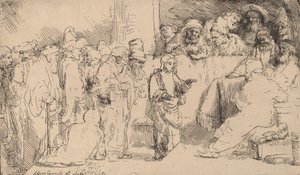 Chrystus dyskutujący z lekarzami: szkic, 1652. autorstwa Rembrandt van Rijn