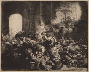 Chrystus wypędzający handlarzy z świątyni autorstwa Rembrandt van Rijn
