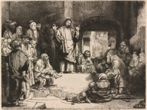„Christ Preaching” (Mały grób) autorstwa Rembrandt van Rijn