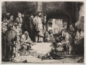 Chrystus głoszący La Petite Tombe, c. 1657. autorstwa Rembrandt van Rijn