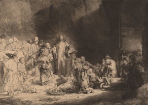 Chrystus głoszący druk stu guldenów, c. 1649. autorstwa Rembrandt van Rijn