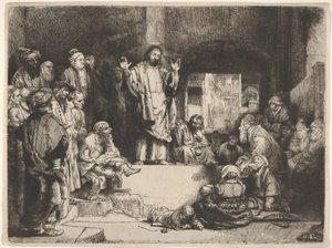 Przepowiadanie Chrystusa, zwane La Petite Tombe, ca. 1657. autorstwa Rembrandt van Rijn