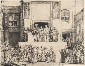 Chrystus przedstawiony ludowi: płyta podłużna autorstwa Rembrandt van Rijn
