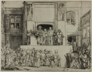 Chrystus przedstawiony ludowi: płyta podłużna autorstwa Rembrandt van Rijn