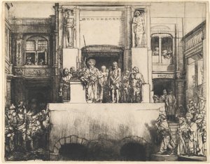 Chrystus przedstawiony ludowi: podłużny talerz autorstwa Rembrandt van Rijn