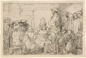 Chrystus siedzący i dyskutujący z uczonymi w Piśmie autorstwa Rembrandt van Rijn