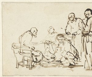 Chrystus myje stopy uczniom autorstwa Rembrandt van Rijn
