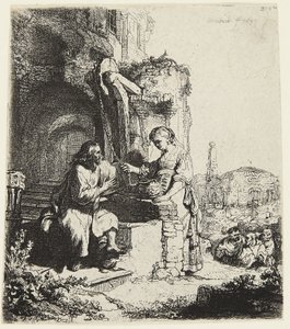 Chrystus i kobieta z Samarii autorstwa Rembrandt van Rijn