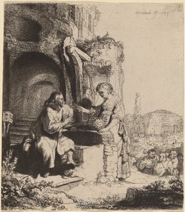Chrystus i niewiasta z Samarii wśród ruin autorstwa Rembrandt van Rijn