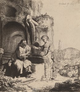 Chrystus i kobieta z Samarii wśród ruin, 1634. autorstwa Rembrandt van Rijn