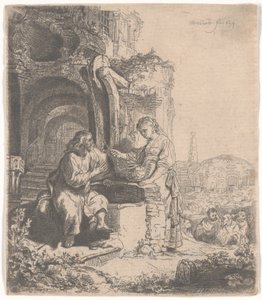 Chrystus i niewiasta Samarii wśród ruin, 1634 autorstwa Rembrandt van Rijn