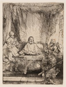 Chrystus w Emaus: Większa płyta autorstwa Rembrandt van Rijn