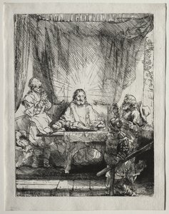 Chrystus w Emaus: większy obraz autorstwa Rembrandt van Rijn