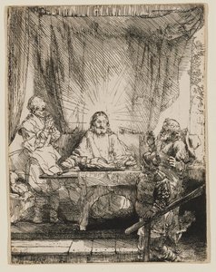 Chrystus w Emaus: większy obraz autorstwa Rembrandt van Rijn