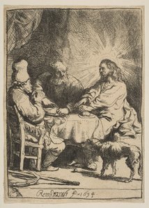 Chrystus w Emaus: mniejsza płyta, 1634. autorstwa Rembrandt van Rijn