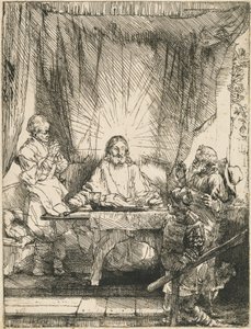 Chrystus w Emaus: Większa Płyta autorstwa Rembrandt van Rijn