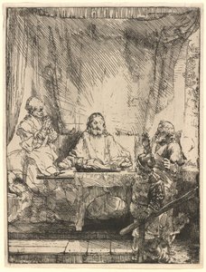 Chrystus w Emaus: Większa Płyta autorstwa Rembrandt van Rijn