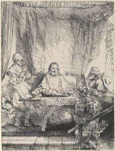 Chrystus w Emaus: Większa Płyta autorstwa Rembrandt van Rijn