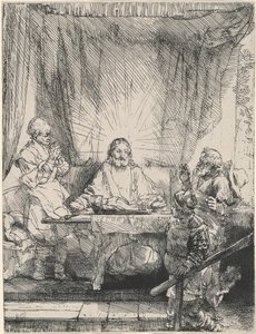 Chrystus w Emaus: większy obraz autorstwa Rembrandt van Rijn