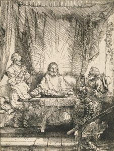Chrystus w Emaus: Większa Płyta, 1654. autorstwa Rembrandt van Rijn