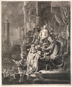 Jezus przed Piłatem: duży talerz autorstwa Rembrandt van Rijn