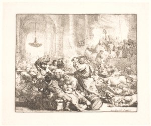 Chrystus wypędza wymieniających pieniądze ze świątyni autorstwa Rembrandt van Rijn