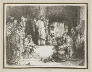 Chrystus głoszący kazanie („Mały grób”) autorstwa Rembrandt van Rijn