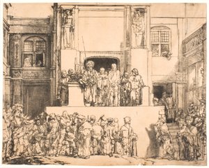 Chrystus przedstawiony ludowi: duży podłużny talerz autorstwa Rembrandt van Rijn