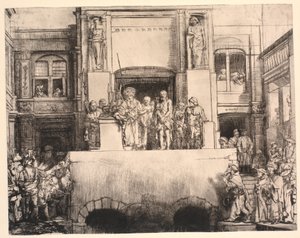 Chrystus przedstawiony ludowi: duży podłużny talerz autorstwa Rembrandt van Rijn