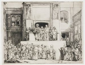 Chrystus przedstawiony ludziom: podłużny talerz autorstwa Rembrandt van Rijn