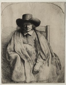 Klemens de Jonghe, sprzedawca grafik autorstwa Rembrandt van Rijn