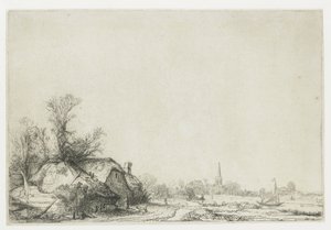 Domek nad kanałem z widokiem na Ouderkerk autorstwa Rembrandt van Rijn