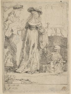 Śmierć ukazująca się małżeństwu z otwartego grobu, 1639. autorstwa Rembrandt van Rijn