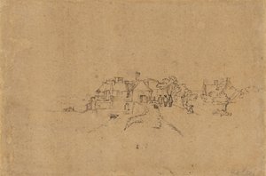 Figury na wejściu Anthoniesdijk do Houtewael [verso] autorstwa Rembrandt van Rijn