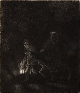 Ucieczka do Egiptu: Utwór nocny autorstwa Rembrandt van Rijn