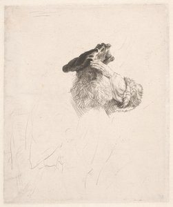 Stary człowiek osłaniający oczy dłonią autorstwa Rembrandt van Rijn