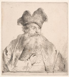 Stary człowiek w futrzanym kapeluszu autorstwa Rembrandt van Rijn