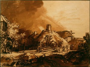 Domy pod burzowym niebem autorstwa Rembrandt van Rijn