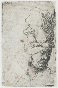 Głowa mężczyzny w czapce z daszkiem autorstwa Rembrandt van Rijn