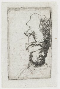 Głowa mężczyzny w czapce z daszkiem autorstwa Rembrandt van Rijn